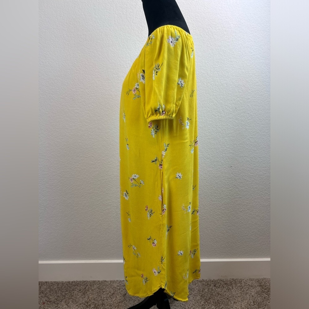 LOFT Floral Pattern Button Down Dress in Yellow Size Small - Picture 3 of 9